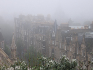 The Scottish fog from the terrace of the museum. Too bad the buildings got in the way.