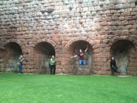 Here's us playing in the ruins. I thought it was a jumping picture, for the record.
